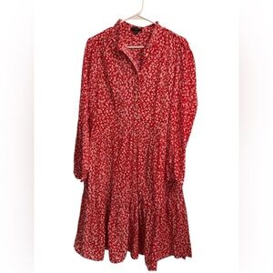 J. Crew Red and White Floral Blouse